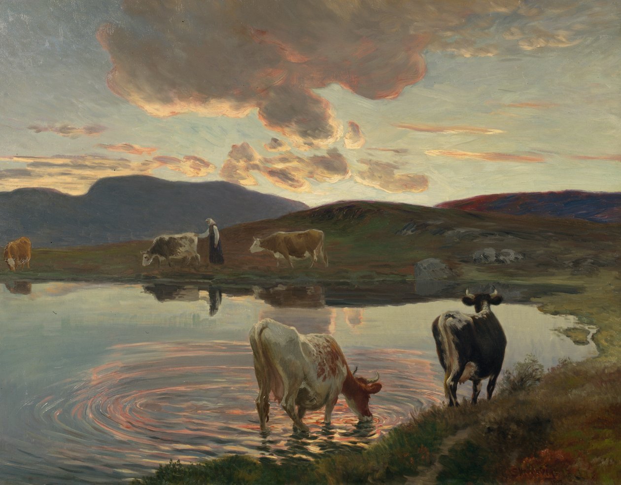 After Sunset (olie på lærred) af Christian Eriksen Skredsvig