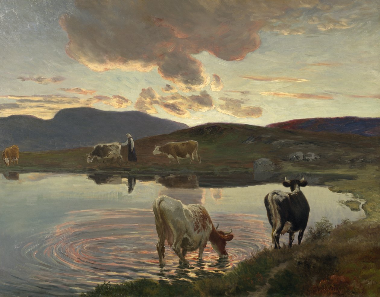 Efter solnedgang (olie på lærred) af Christian Eriksen Skredsvig