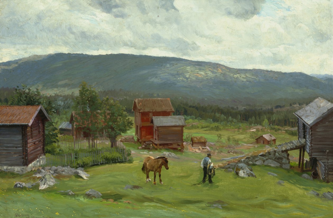 Mand på græsningen, Hiaasen, juni 1893 (olie på lærred) af Christian Eriksen Skredsvig