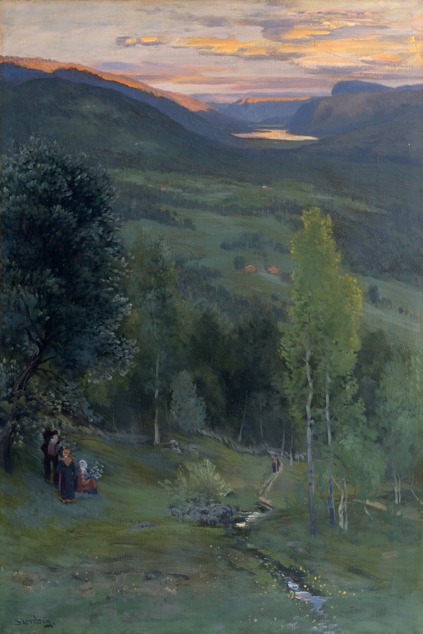 Midsommer, Eggedal (olie på lærred) af Christian Eriksen Skredsvig