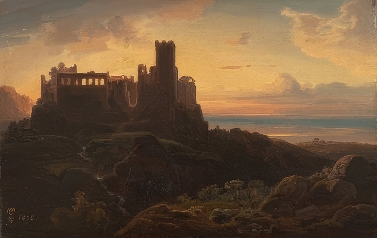 Slotsruiner. 1838 af Christian Ernst Bernhard Morgenstern