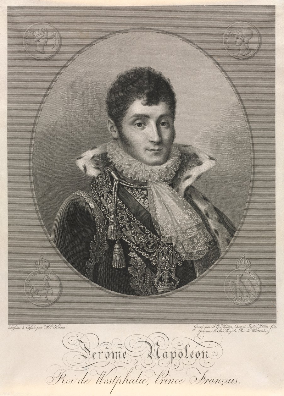 Jerome Napoleon, konge af Westfalen, fransk prins. af Christian Friedrich Muller
