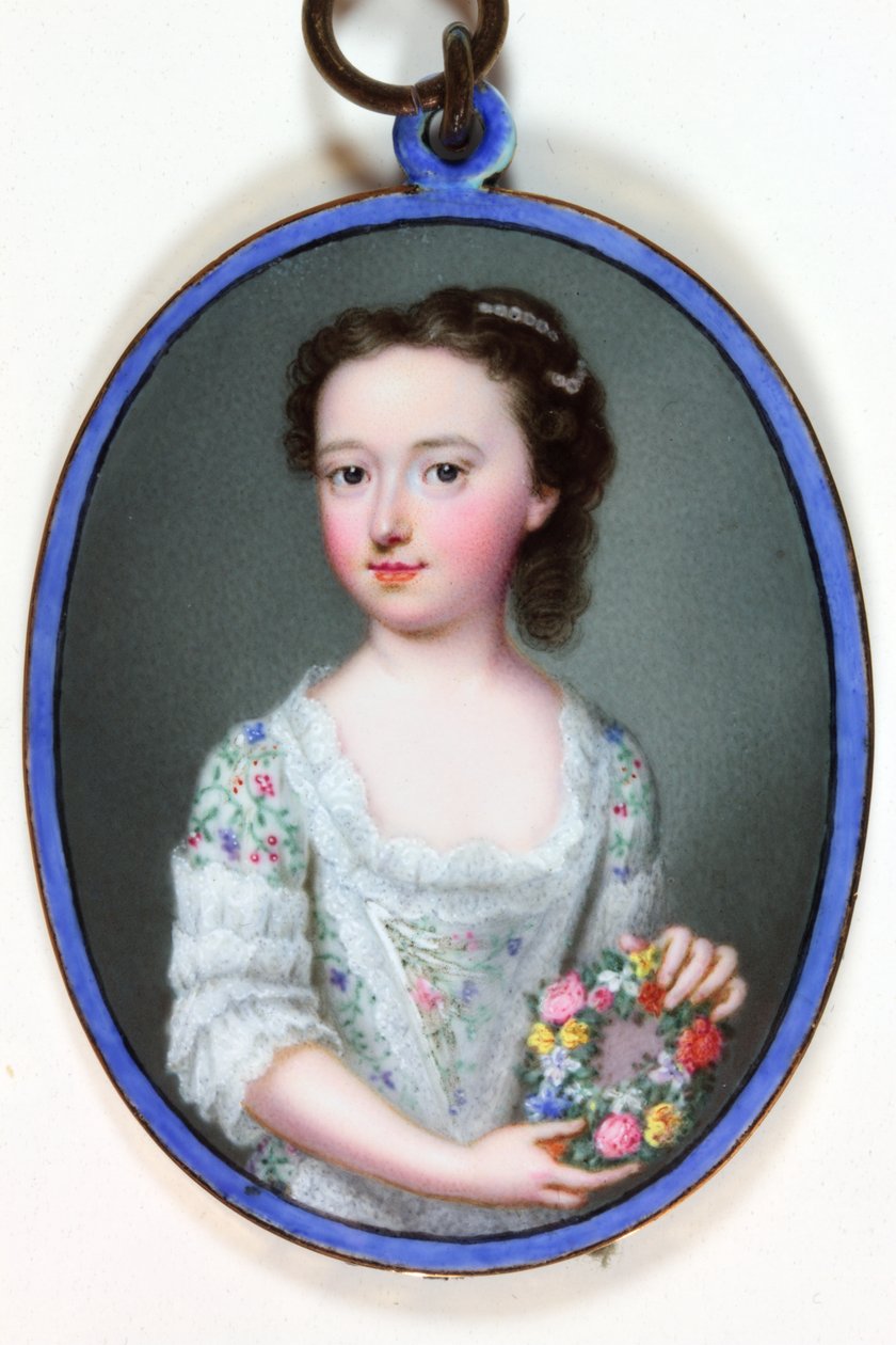 Lady Elizabeth Cavendish Bentinck, senere Viscountesse Weymouth og Marchioness of Bath (emalje) af Christian Friedrich Zincke