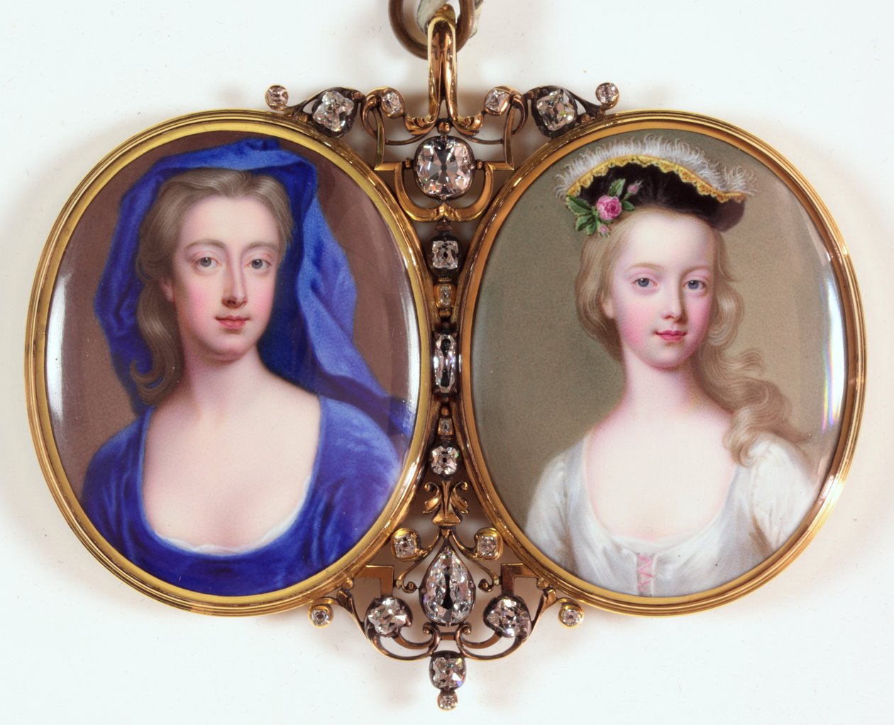 Lady Henrietta Cavendish Holles Harley og hendes datter Margaret (emalje) (se også 3076141) af Christian Friedrich Zincke