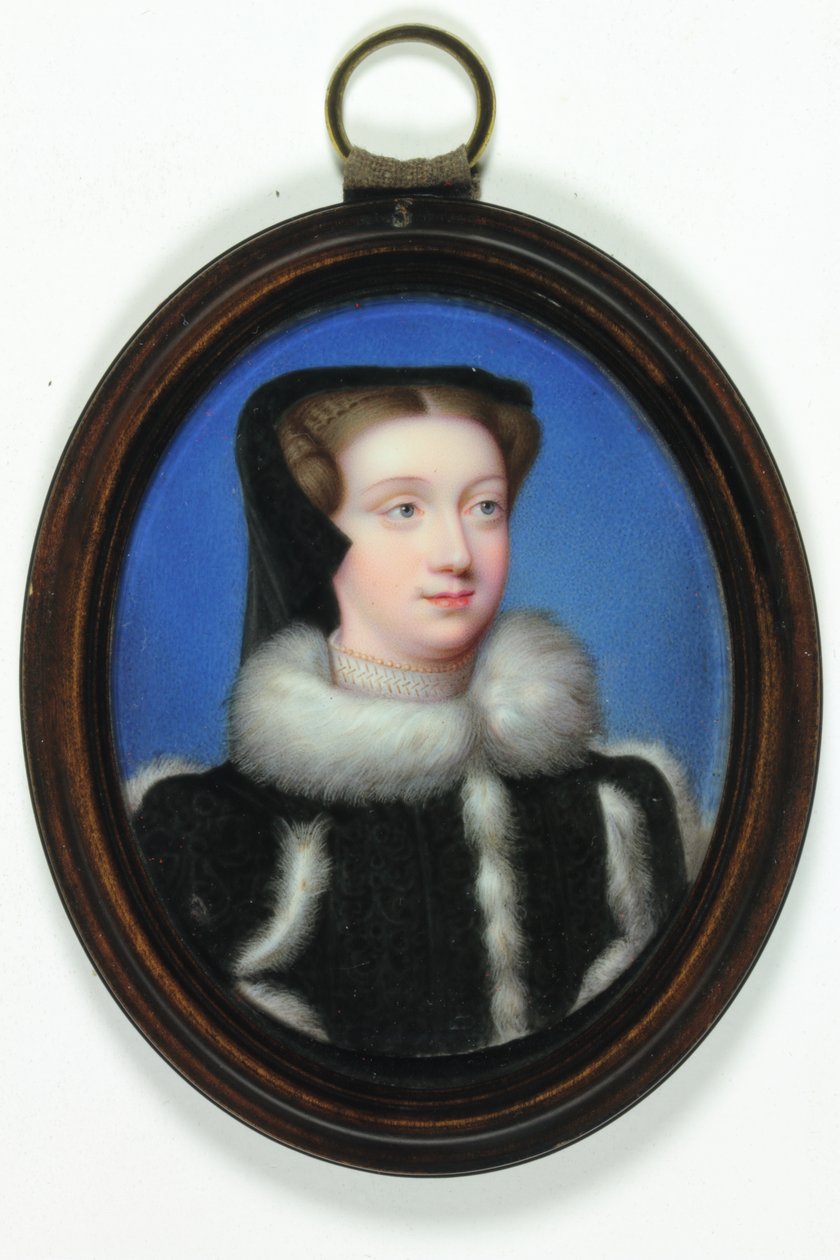 Portræt af en dame kaldet Mary Queen of Scots (emalje) af Christian Friedrich Zincke