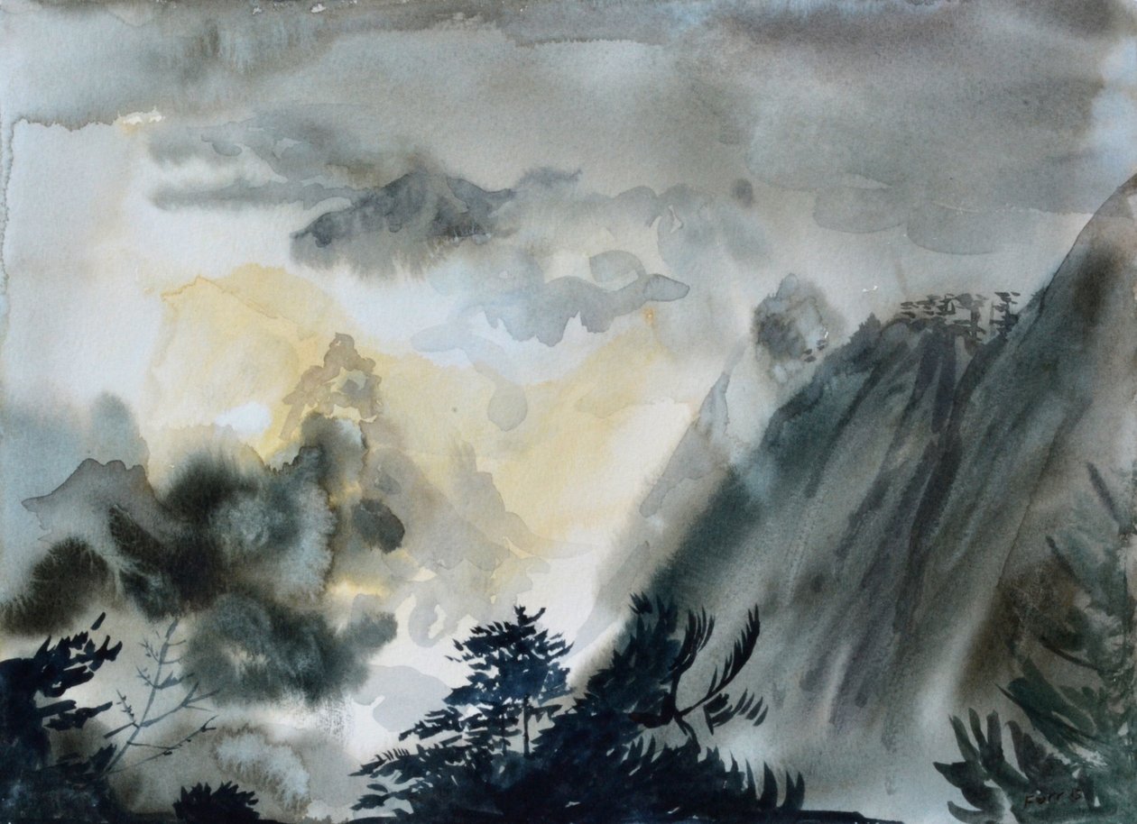 Black Mountain, 2015 (akvarel på papir) af Christian Furr