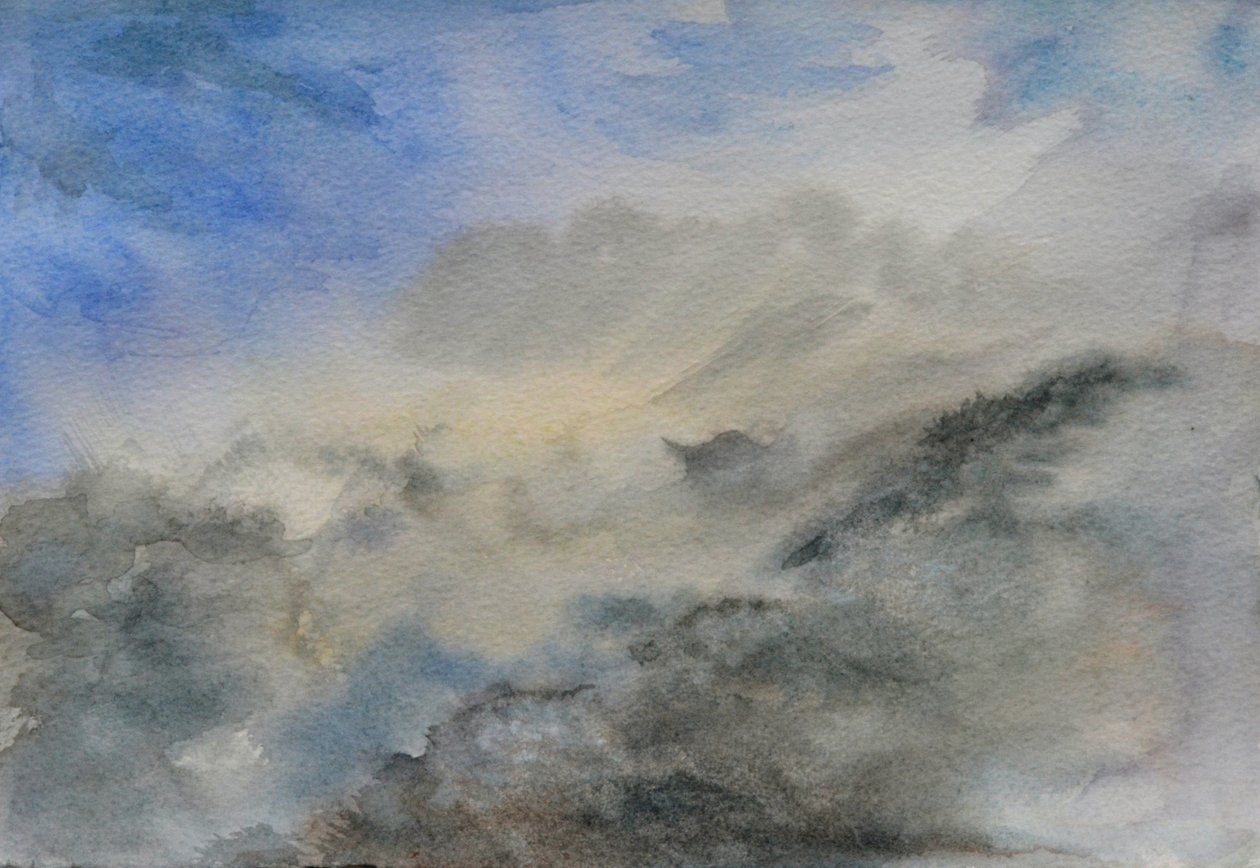 Cloud Temple, 2015 (akvarel på papir) af Christian Furr