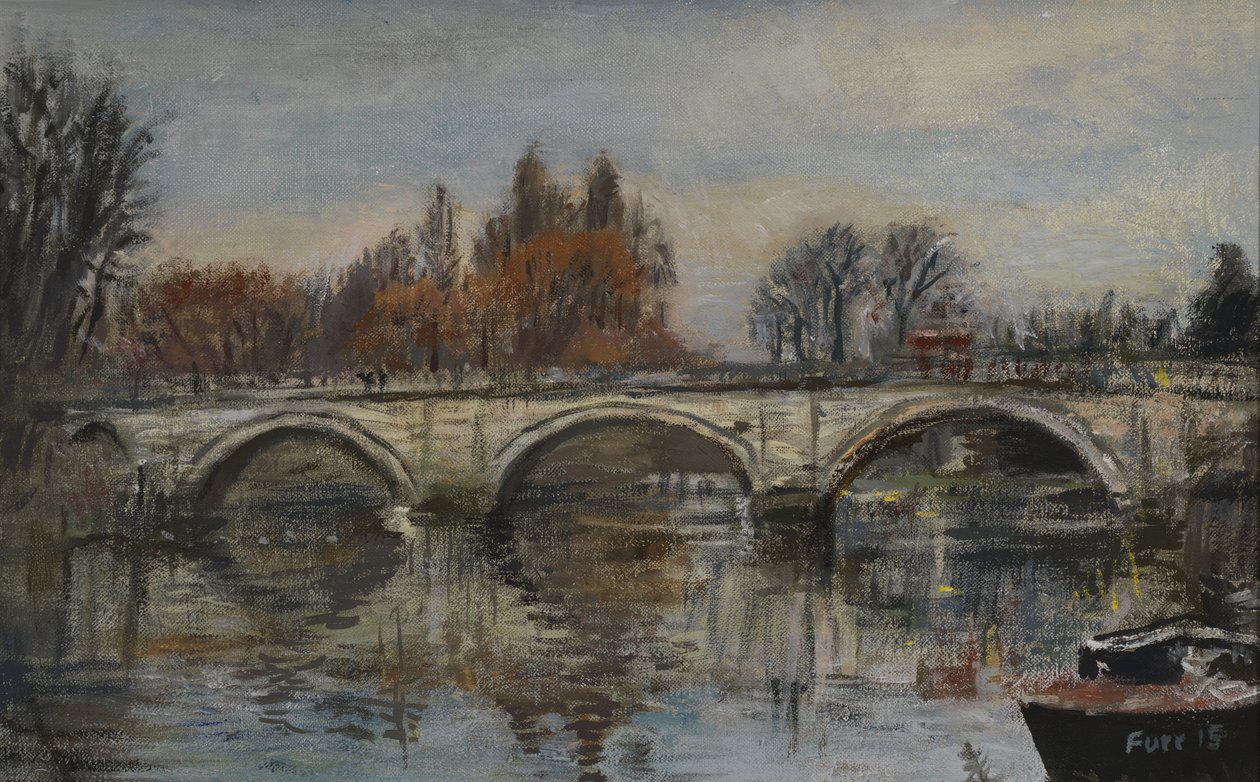 Forever Autumn, Red Leaves - Richmond Bridge, 2015 (olie på lærred) af Christian Furr