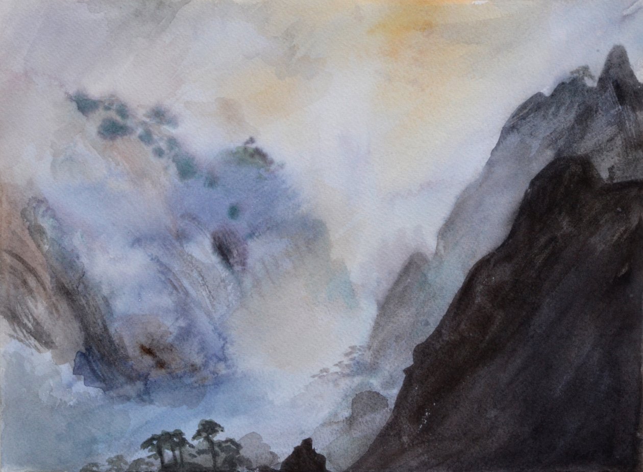 Magic Mountain, 2015 (akvarel på papir) af Christian Furr