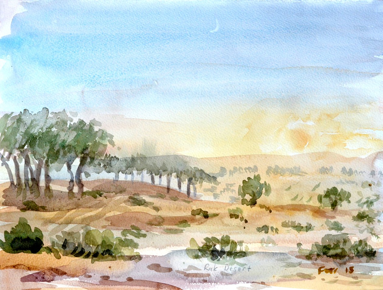 Rak-ørkenen, 2016 (akvarel) af Christian Furr