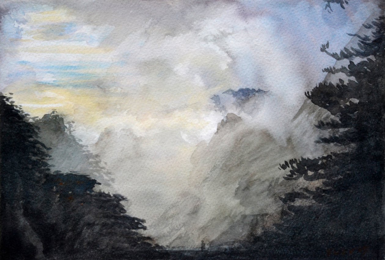 Victorious Mountain, 2015 (akvarel på papir) af Christian Furr