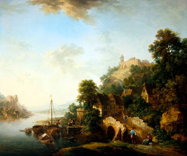 Udsigt over landsbyen Braubach (olie på kobber) af Christian Georg I Schutz