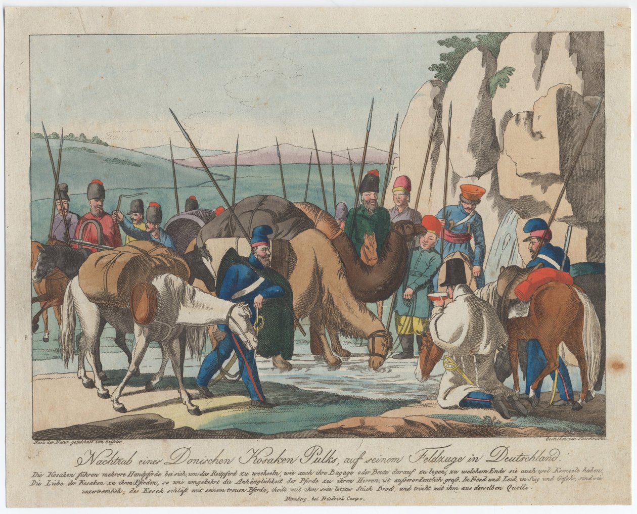 Don kosakker hviler i Tyskland, ca 1814 af Christian Gottfried Heinrich Geissler