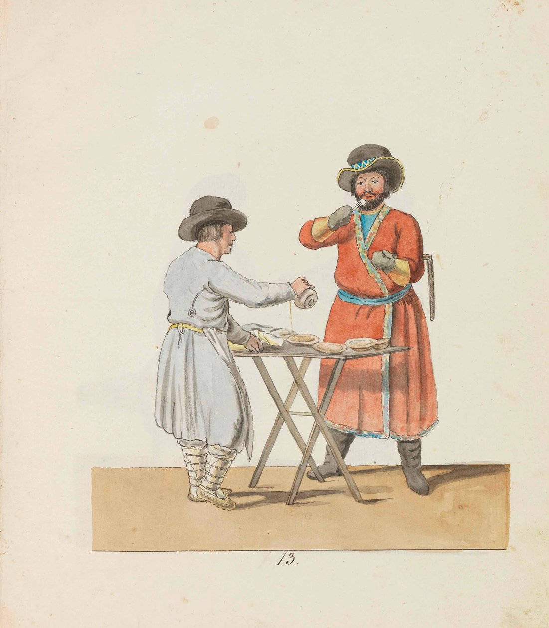 Kissel-sælger og herregårdskusk Fra serien The St. Petersburg Peddlers, 1799. af Christian Gottfried Heinrich Geissler