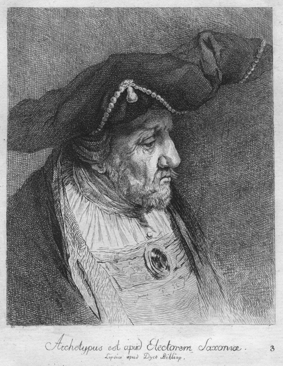 Han er arketypen på kurfyrsten af ​​Sachsen. Lipsice i Duck Bibliop, 1769 af Christian Gottfried Schultze