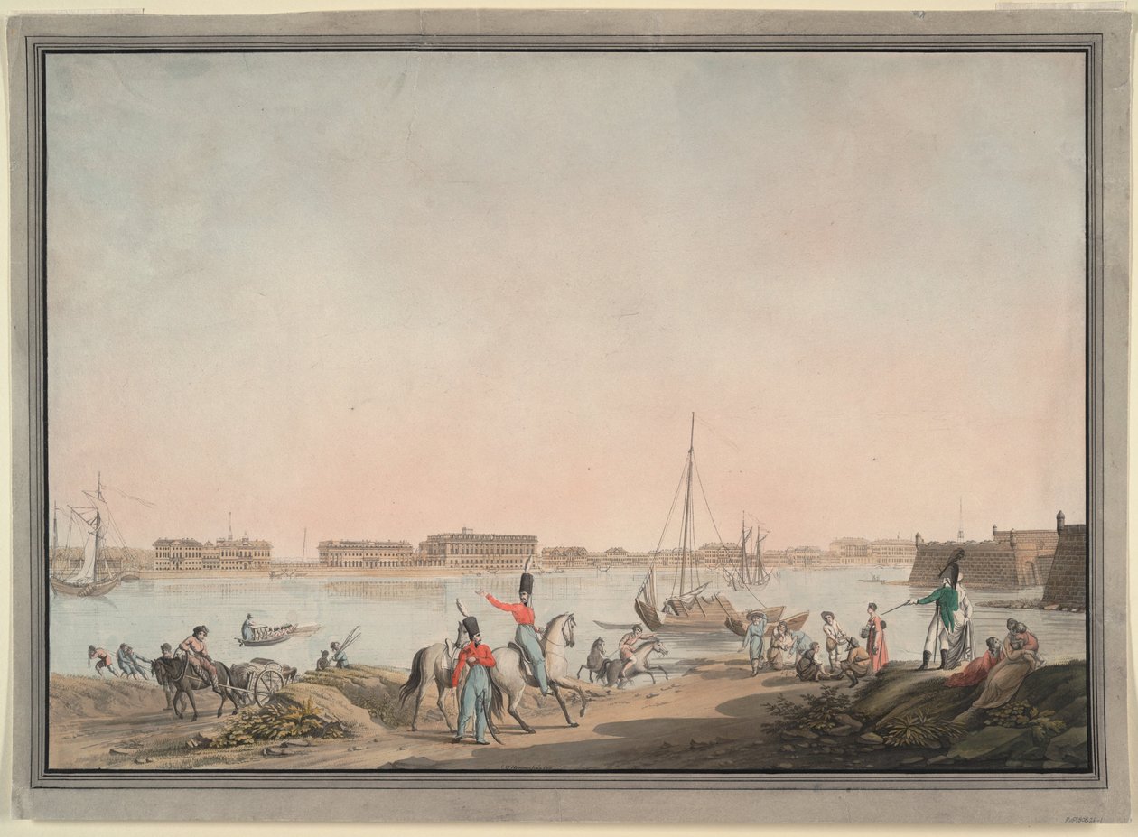 Udsigt over St. Petersborg fra Neva, 1808 af Christian Gottlieb Hammer