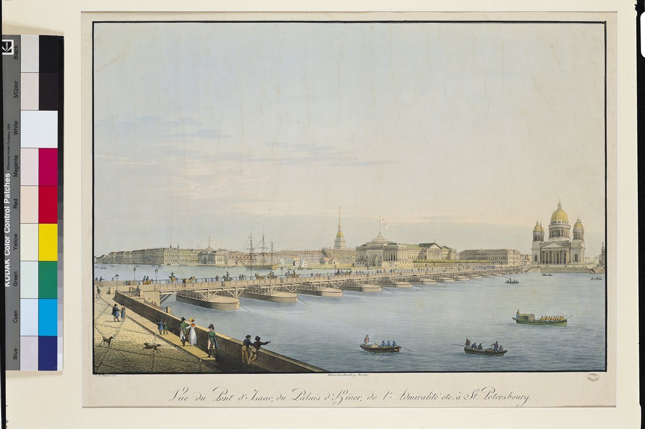 Udsigt over Sankt Isaks bro, Admiralitetet og Vinterpaladset, Sankt Petersborg af Christian Gottlob Hammer