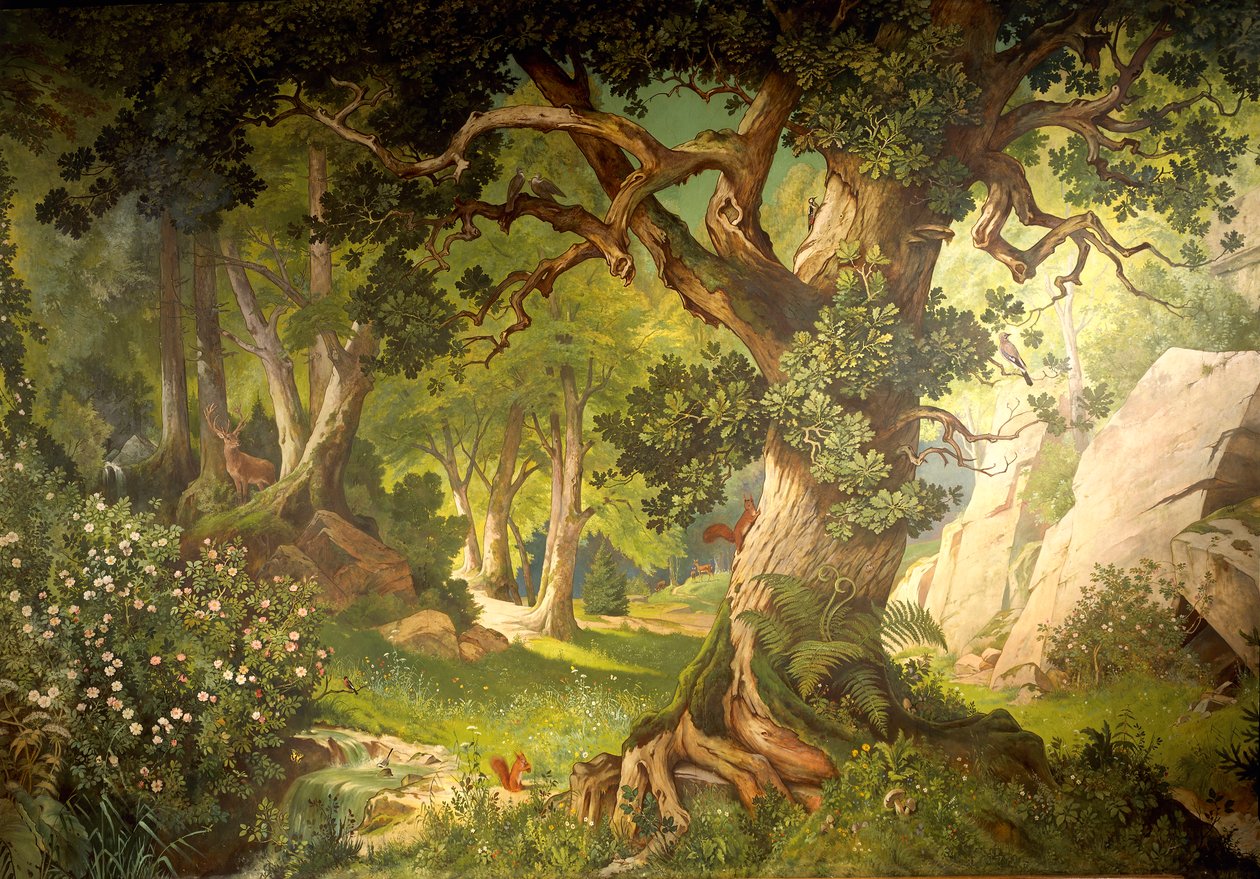 Magikeren Klingsors have, fra Parzival-cyklussen, Great Music Room, ca. 1883-84 (vægmaleri) af Christian Jank