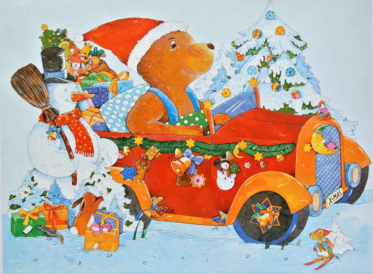 Adventskalender Bjørn, 2009 (akvarel på papir) af Christian Kaempf
