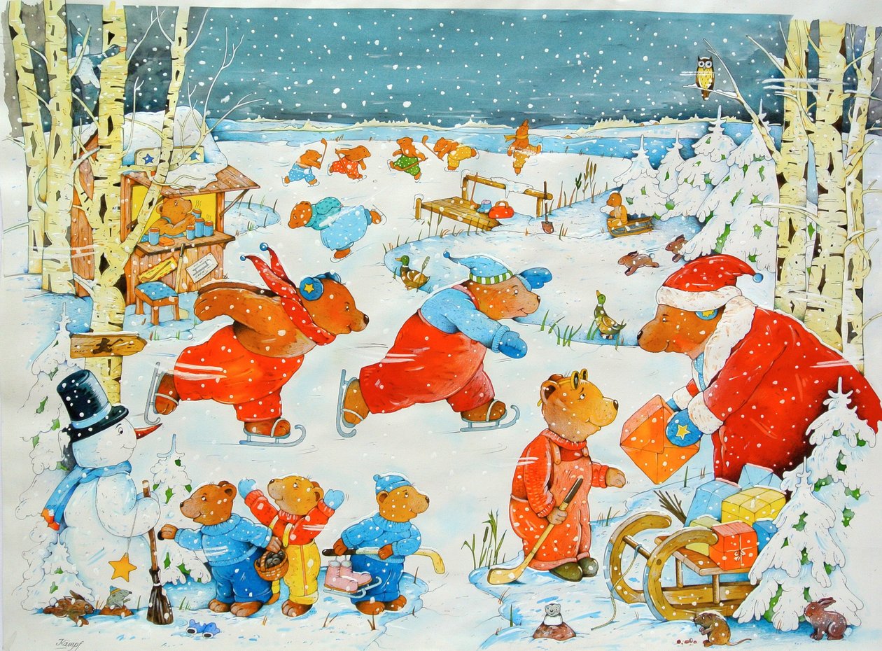 Bears on the Ice, 2009 (akvarel på papir) af Christian Kaempf
