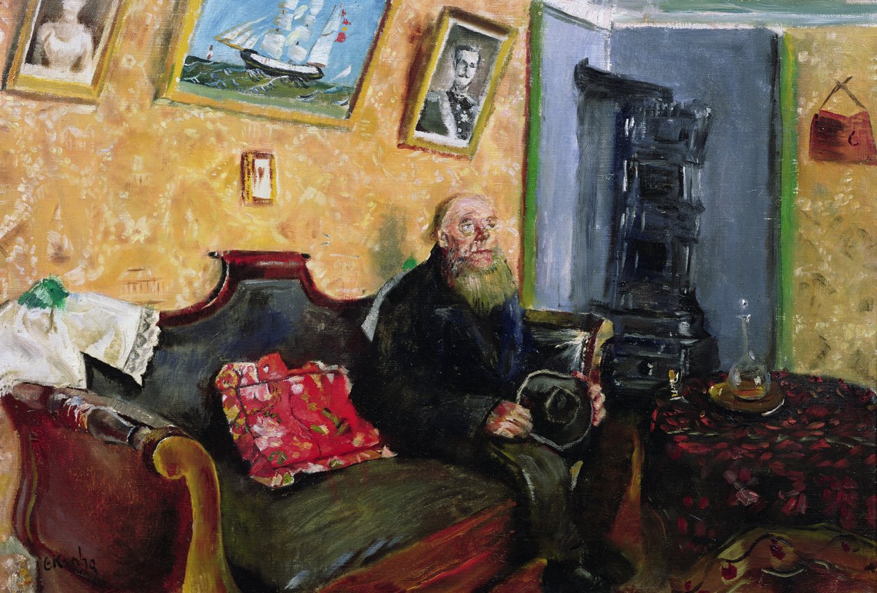 Et kondolencebesøg (olie på lærred) af Christian Krohg