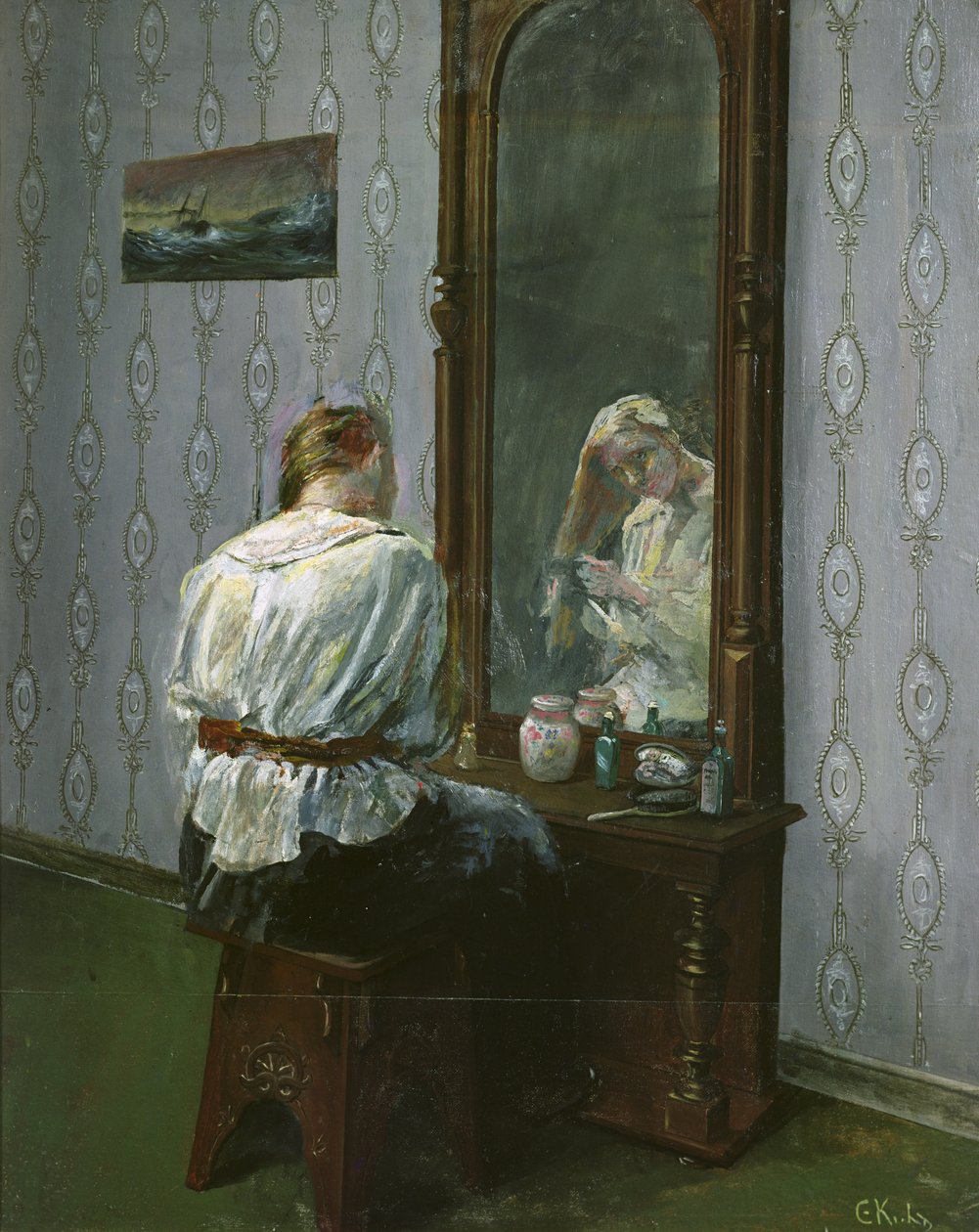 Foran spejlet (olie på lærred) af Christian Krohg