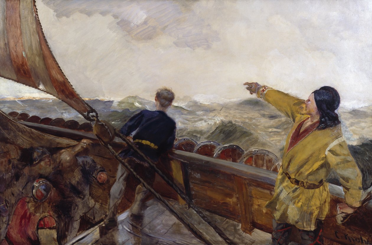 Leif Erikson opdager Amerika af Christian Krohg