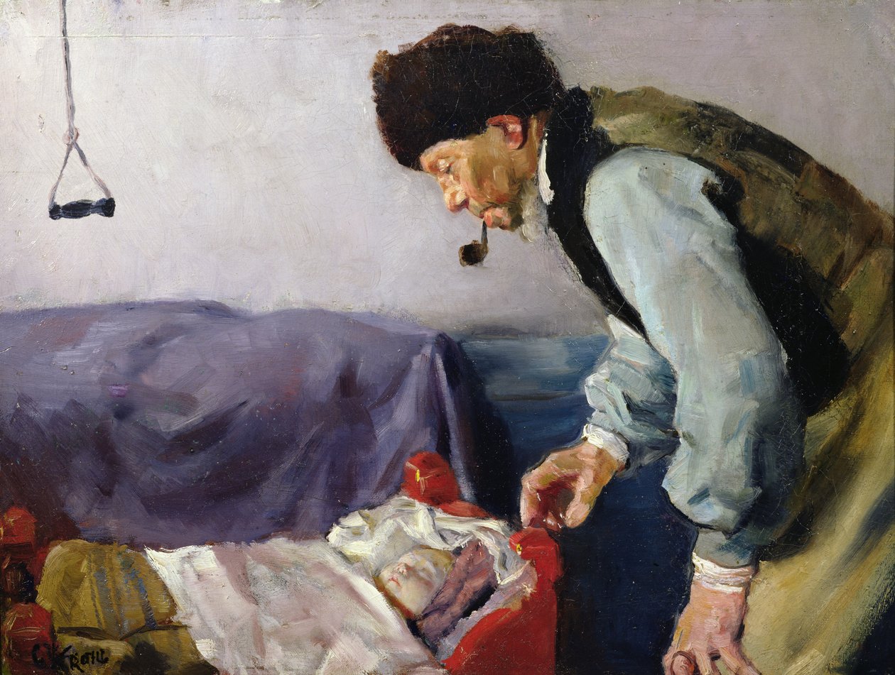 Niels Haihede and little Sophus af Christian Krohg