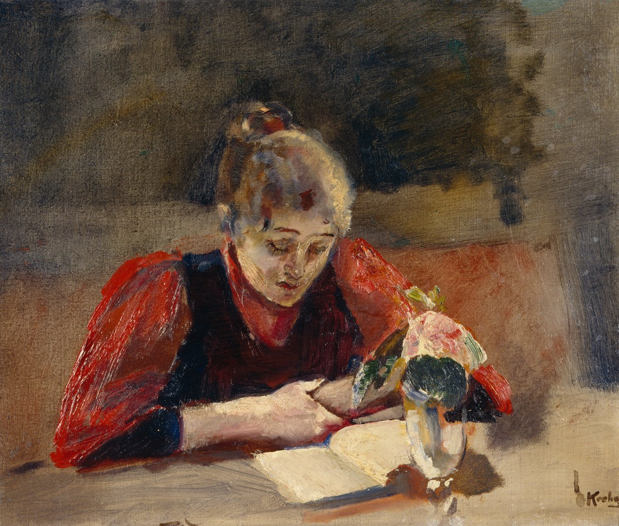 Oda sidder og læser af Christian Krohg
