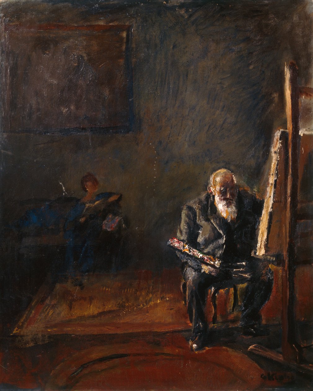 Selvportræt ved staffeli af Christian Krohg