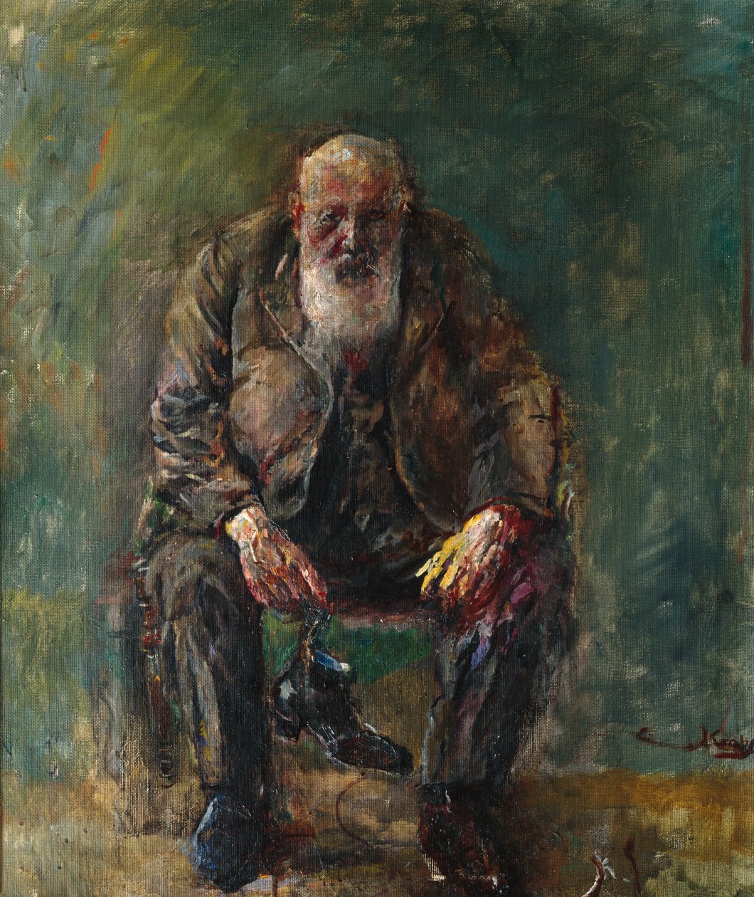 Selvportræt med støvler, ca. 1920 af Christian Krohg