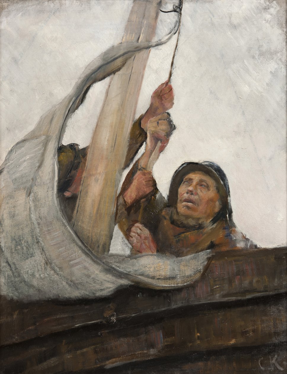 Sætte sejl, ca. 1900 af Christian Krohg