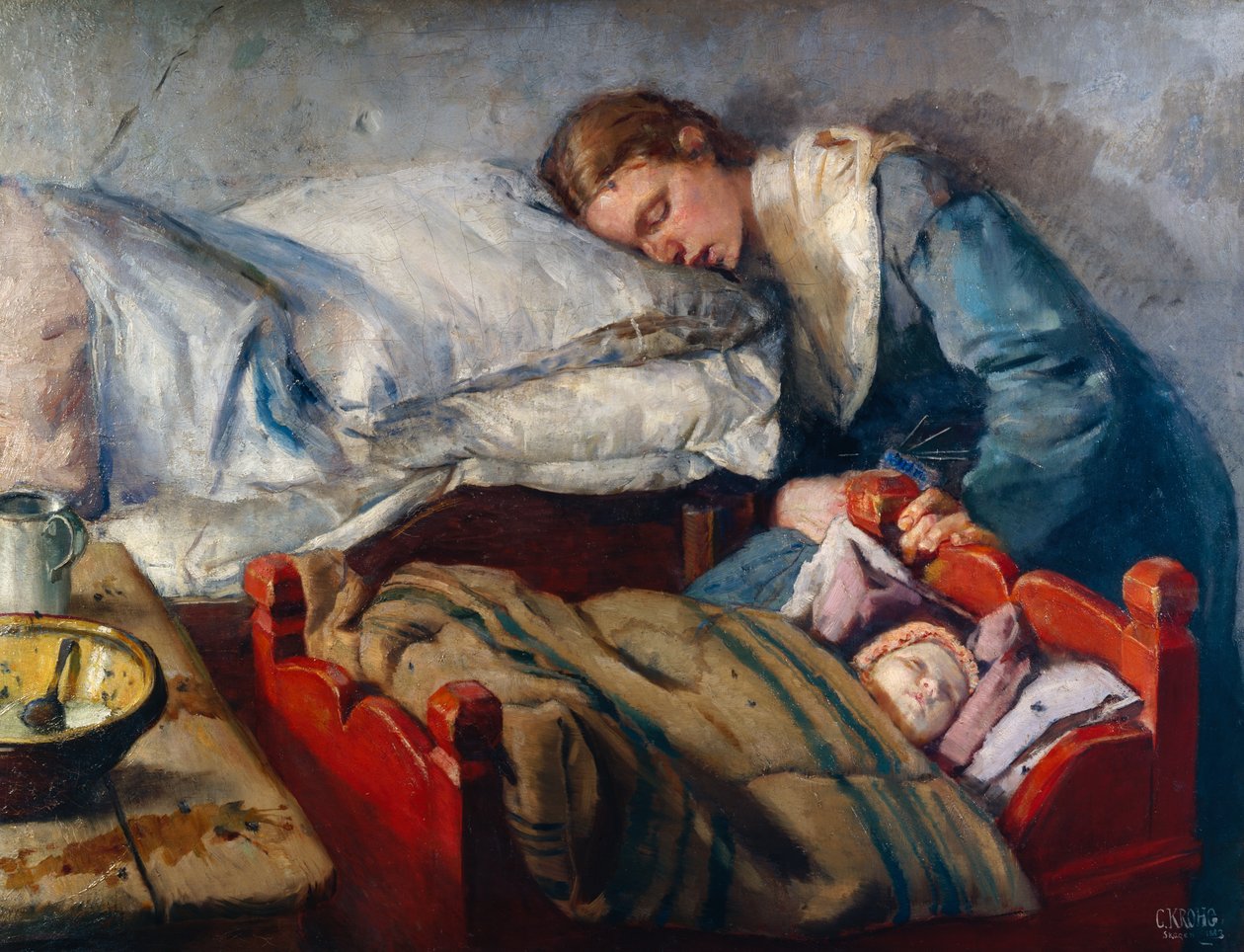 Sovende mor af Christian Krohg