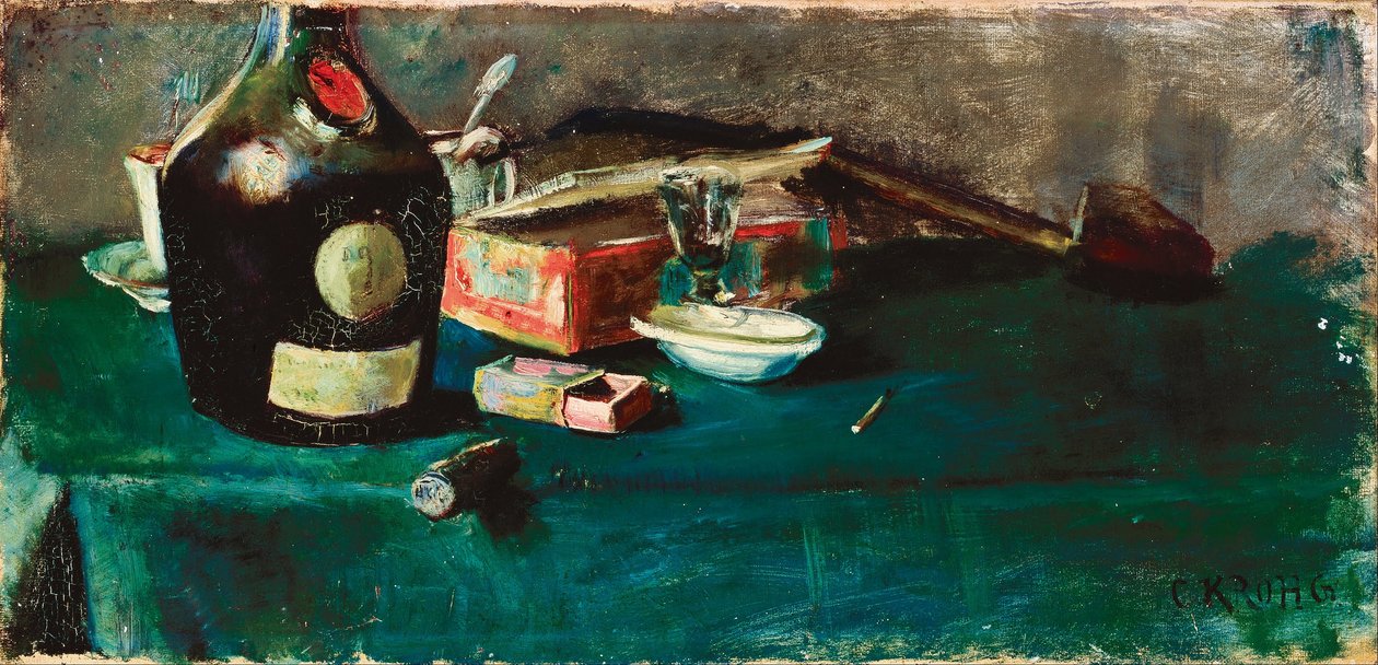 Stilleben med en D.O.M. flaske af Christian Krohg