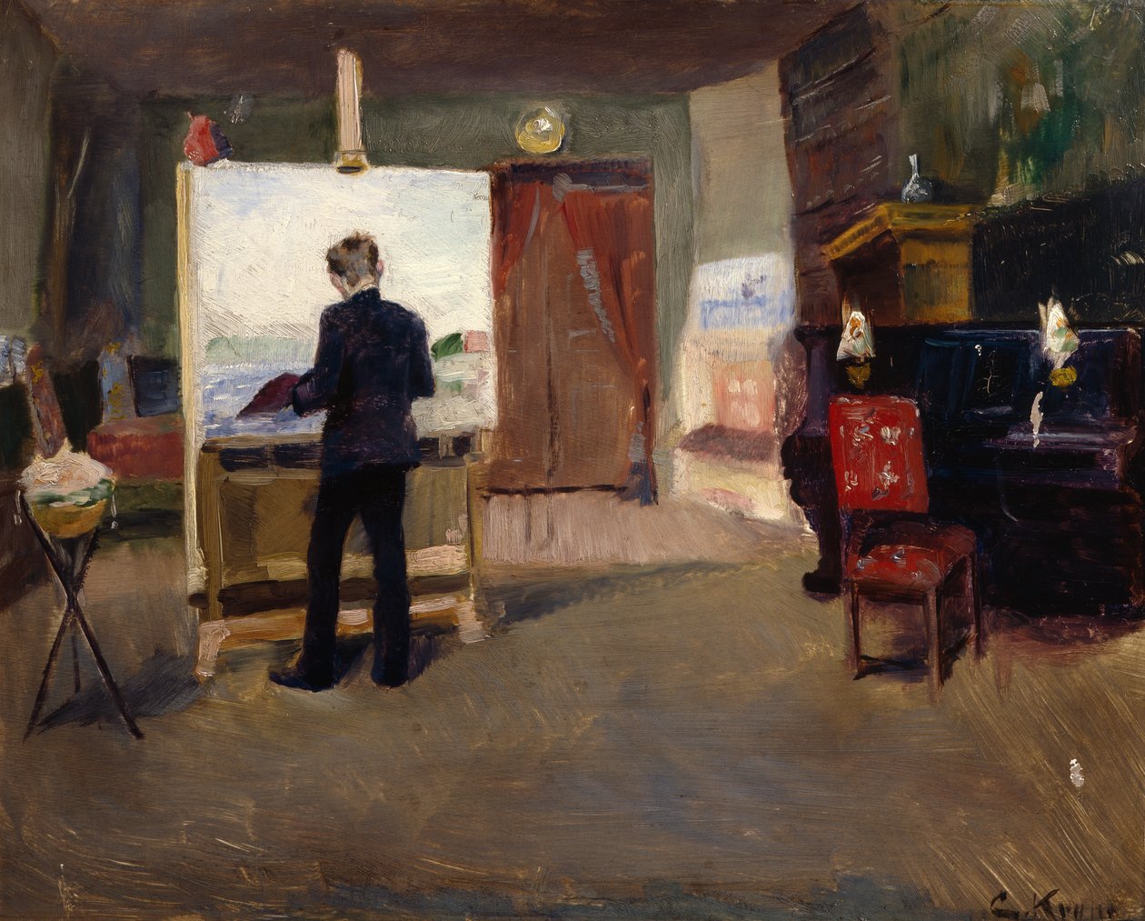 Maleren Nils Hansteen i atelieret af Christian Krohg
