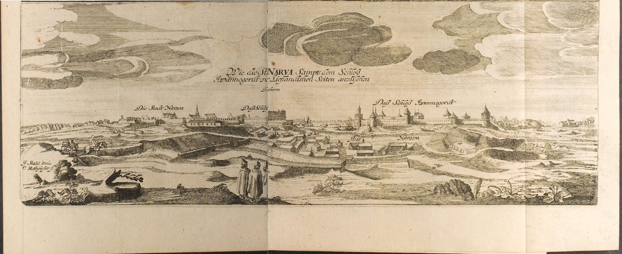 Narva Illustration fra Rejser til den store hertug af Muscovy og kongen af Persien af Adam Olear af Christian Lorenzen Rothgiesser
