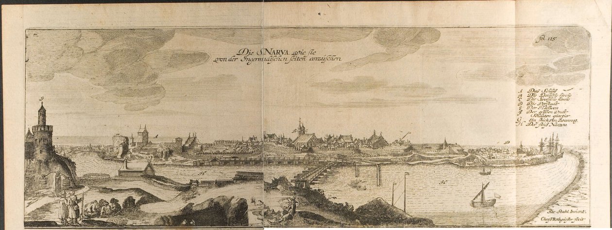 Narva Illustration fra Rejser til den store hertug af Muscovy og kongen af Persien af Adam Olear af Christian Lorenzen Rothgiesser