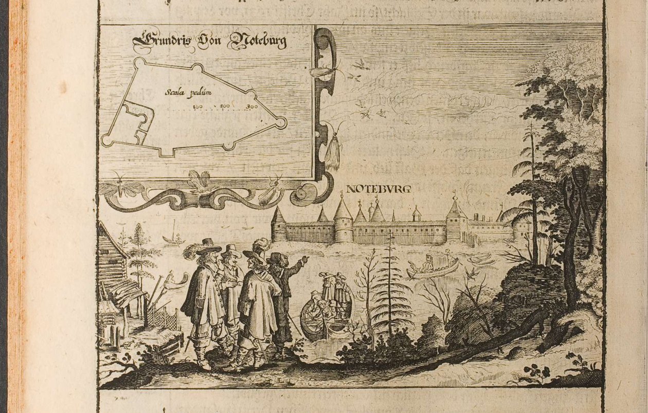 Nöteborg Illustration fra Rejser til den store hertug af Muscovy og kongen af Persien af Adam Ol af Christian Lorenzen Rothgiesser