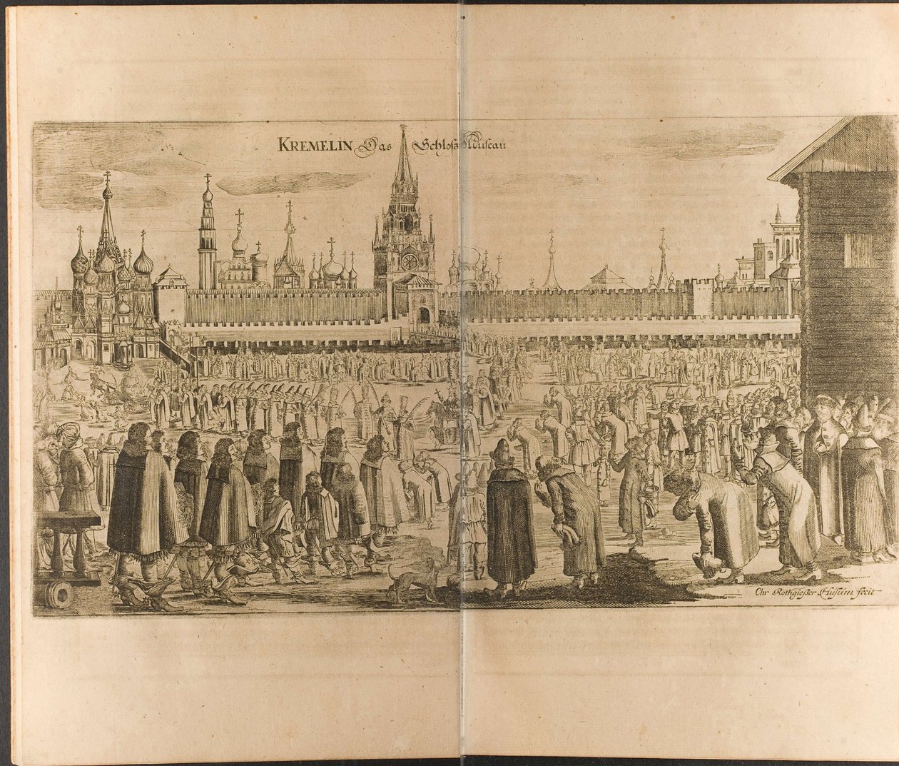 Æselvandringen i Moskva Kreml Illustration fra rejser til den store hertug af Muscovy og t. af Christian Lorenzen Rothgiesser