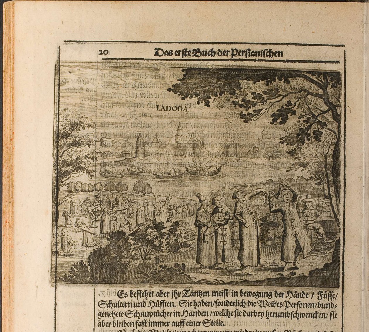 Fæstningen Staraya Ladoga Illustration fra rejser til den store hertug af Muscovy og kongen af Christian Lorenzen Rothgiesser