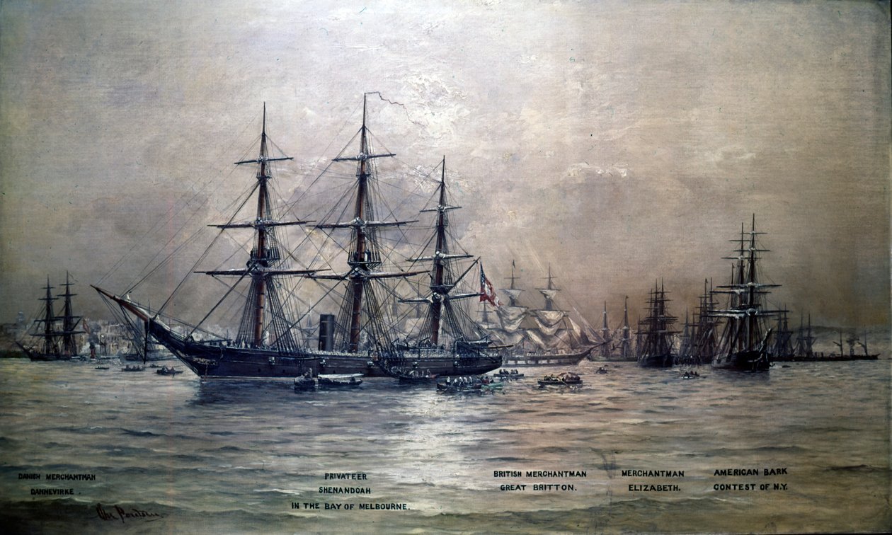 Konfødererede Staters krydser Shenandoah i havnen i Melbourne, Australien, 1865, ca. 1865 af Christian Poulsen