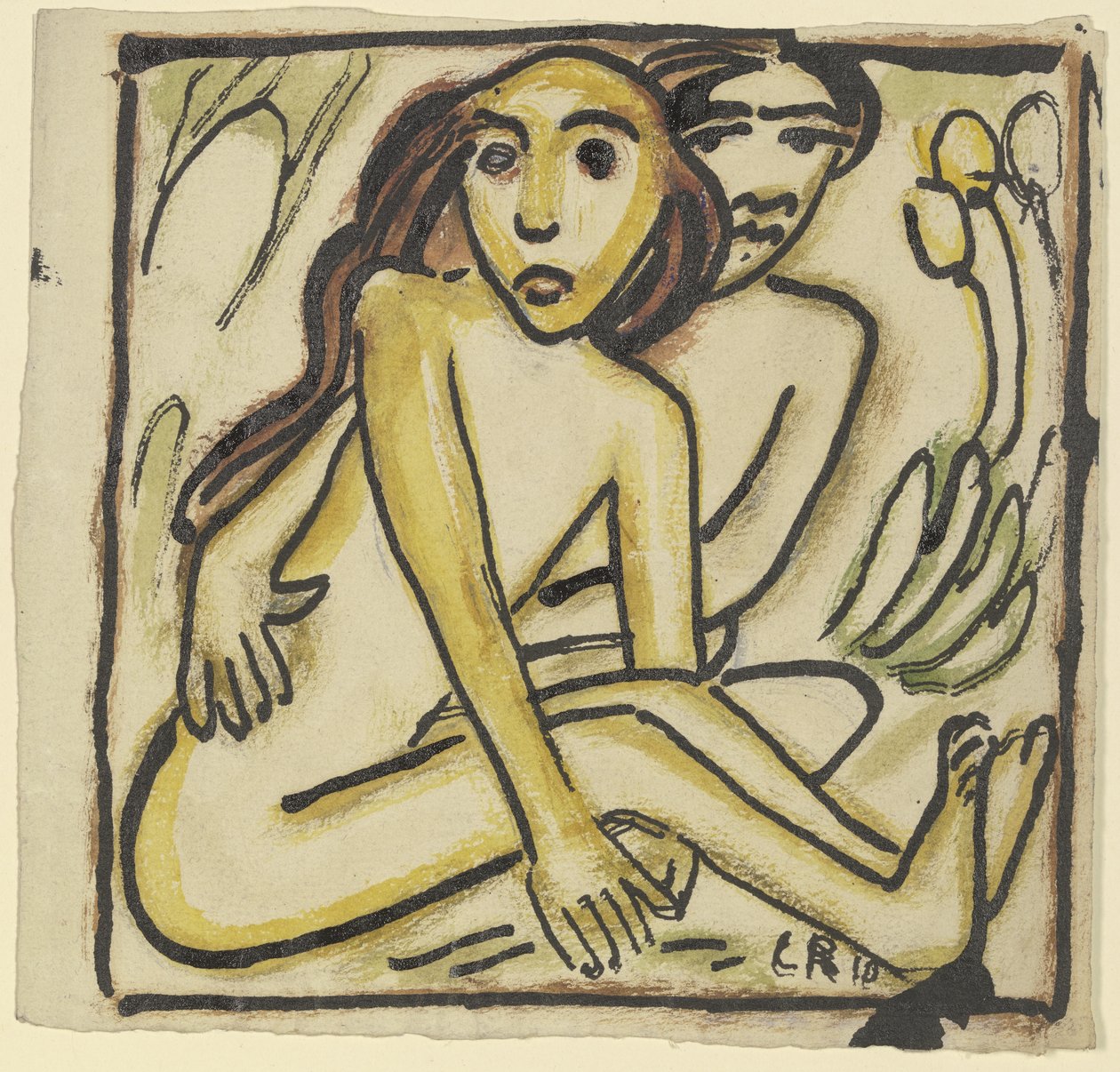 Siddende par (nøgne) af Christian Rohlfs
