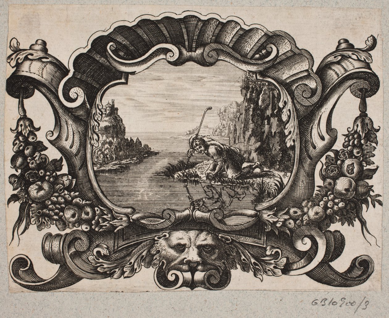 Emblem med hyrde, der spejler sig i en sø af Christian Rothgiesser
