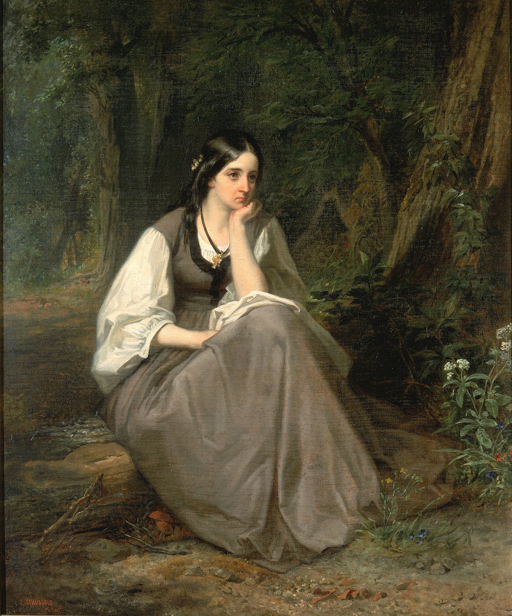 Evangeline, 1861. af Christian Schussele