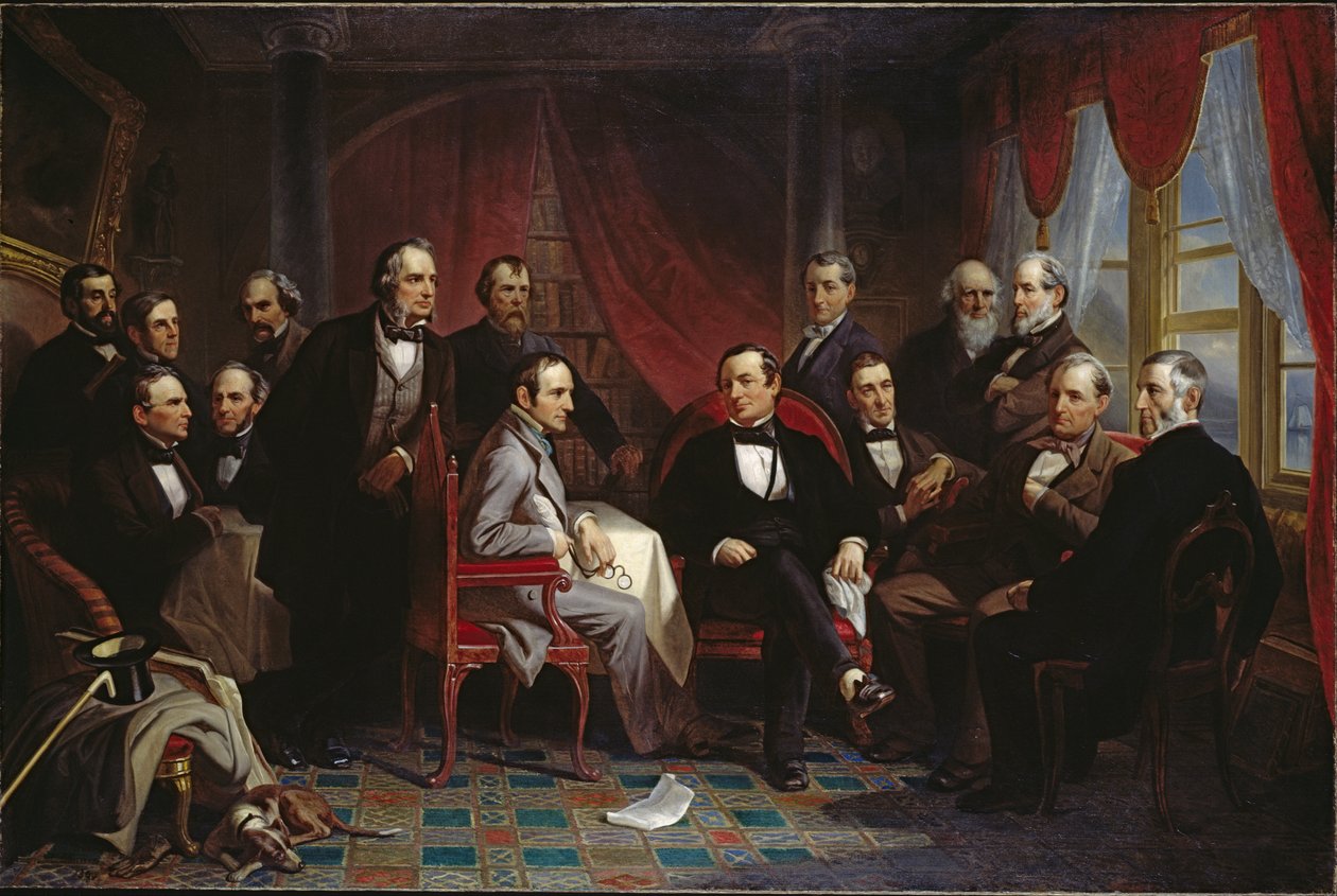 Washington Irving og hans litterære venner på Sunnyside af Christian Schussele