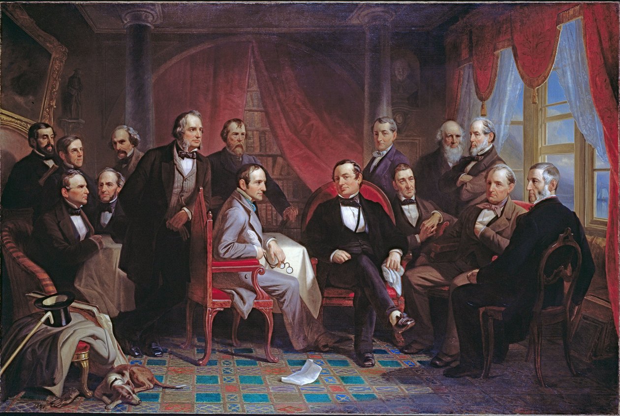 Washington Irving og hans litterære venner på Sunnyside af Christian Schussele