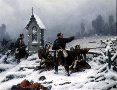 Vinterkamp ved en helligdom, 1846 af Christian Sell
