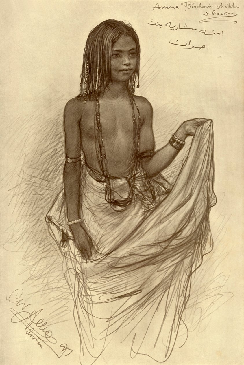 Bishari pige, More, Egypten, af Christian Wilhelm Allers