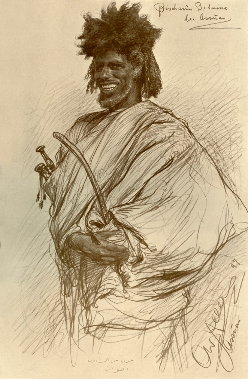 Bishari mand, Aswan, Egypten, 1898. af Christian Wilhelm Allers