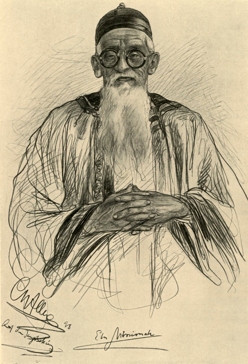 Kinesisk mand med briller, 1898. af Christian Wilhelm Allers